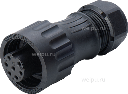 картинка Розетка кабельная 6+pe, укороченный зажим Weipu WA22K7TK1I