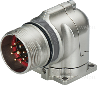 Фото M23SK17ZLZ Розетка панельная с кв. фланцем угловая Weipu
