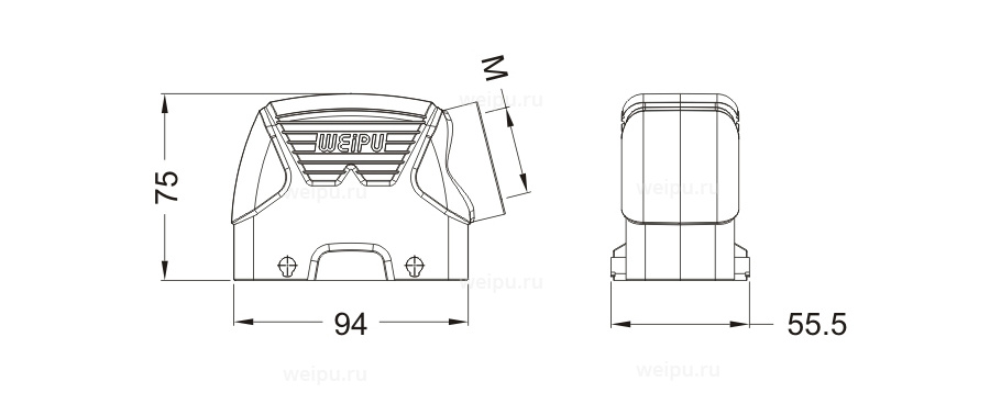 Размеры HB16B-PSH-4B-M32