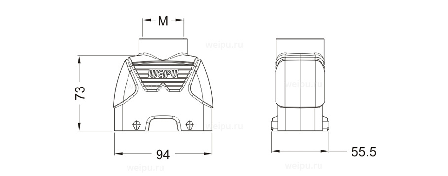 Размеры HB16B-PTH-4B-M40