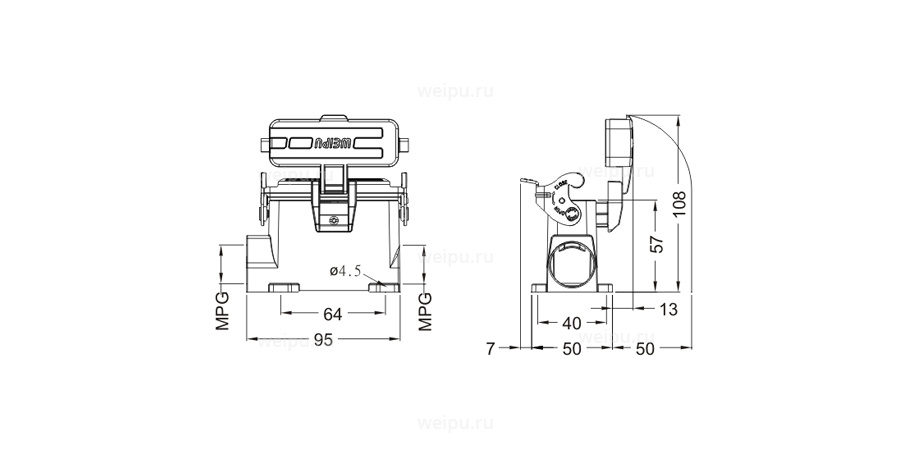 Размеры HA16A-SF-1L/W-2M25