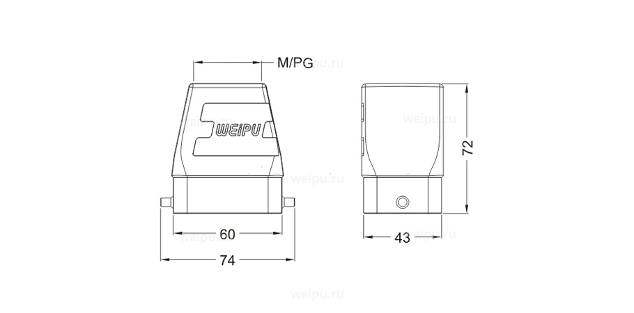 Размеры HA6B-PTH-2B-PG21