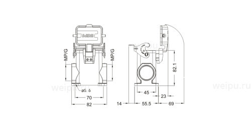 Размеры HA6B-SFH-1L/W-CV-2M32