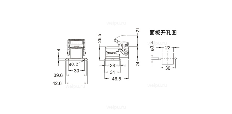 Размеры HB3A-ST-1L/C-PS
