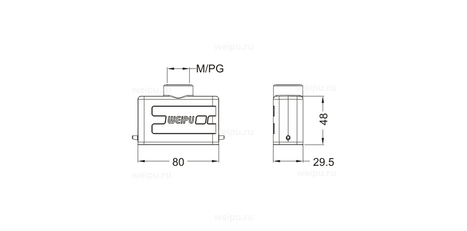 Размеры HA16A-PT-2B-PG16
