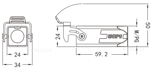 Размеры HA3A-MC-1L/W-PG11