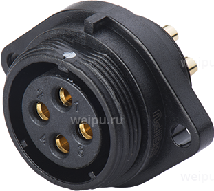 Фото SP2113/S73C Розетка на панель с фланцем, 2 отв. Weipu