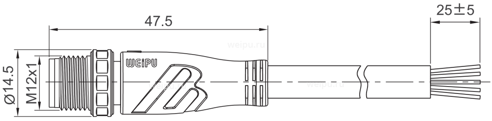 Размеры M12J08AT-C-3PVC-24A-BK