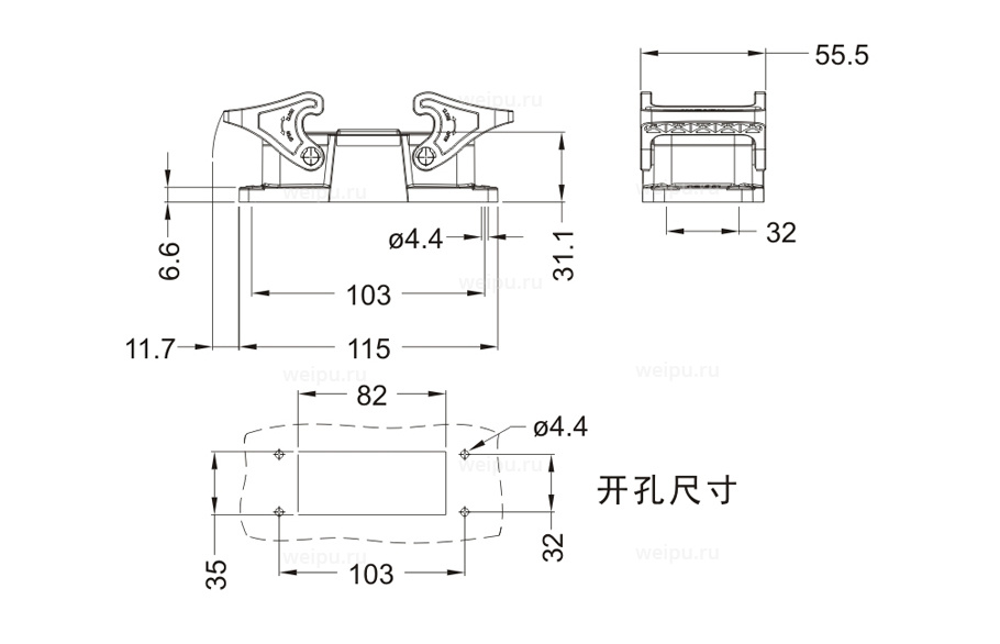 Размеры HB16B-ST-2L/C