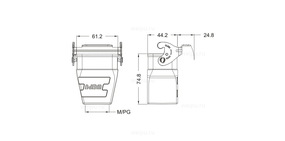 Размеры HA6B-MCH-1L/W-PG21
