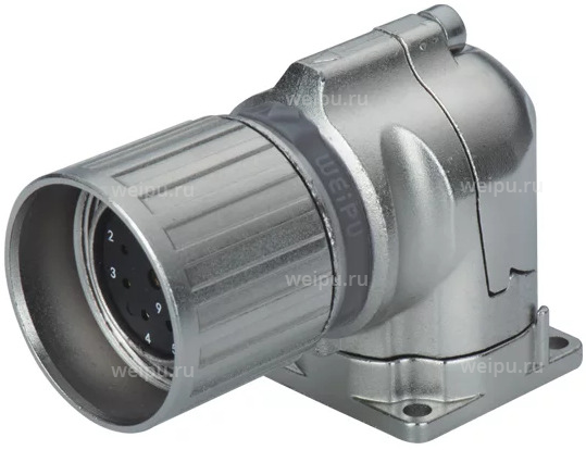 Фото M23SK12ZLY Розетка панельная с кв. фланцем угловая Weipu