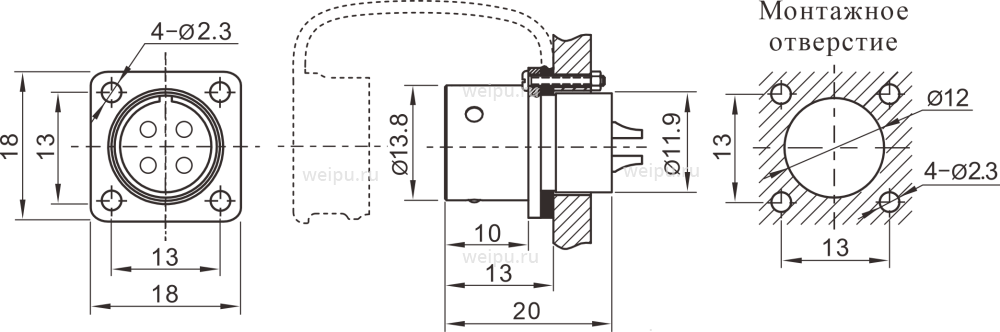 Размеры SF1213/P4-PT