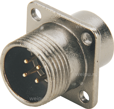 Фото ST1214/P4-PT Вилка на панель экран. с кв. фланцем Weipu