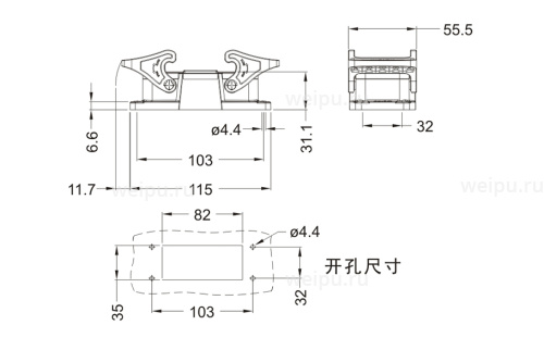 Размеры HB16B-ST-2L/C